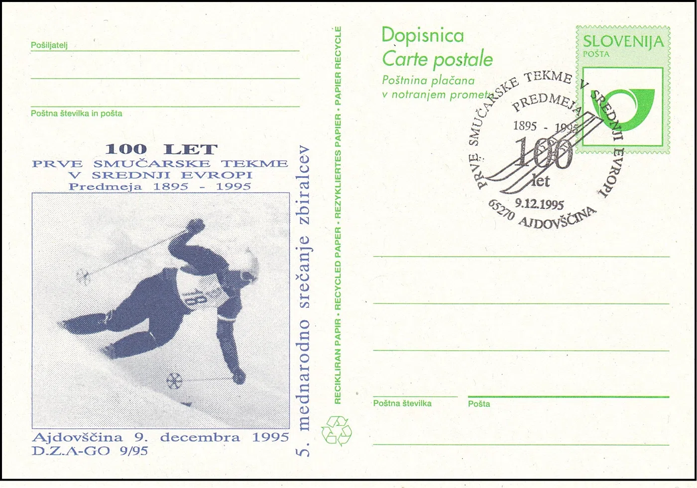 100 LET PRVE SMUČARSKE TEKME V SREDNJI EVROPI PREDMEJA 1895 - 1995